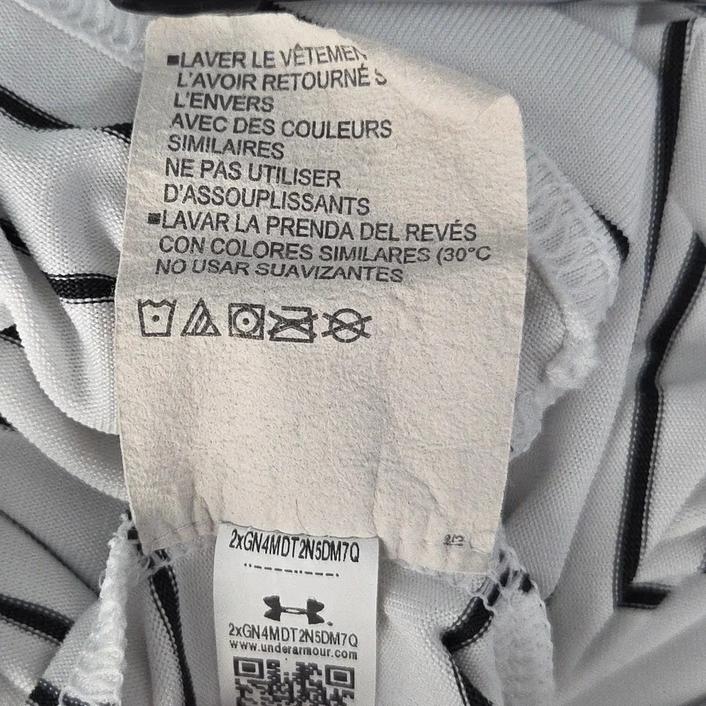 Under Armour Golf Polo Shirt Mens XL White Black StripeAthletic Short Sleeve‎